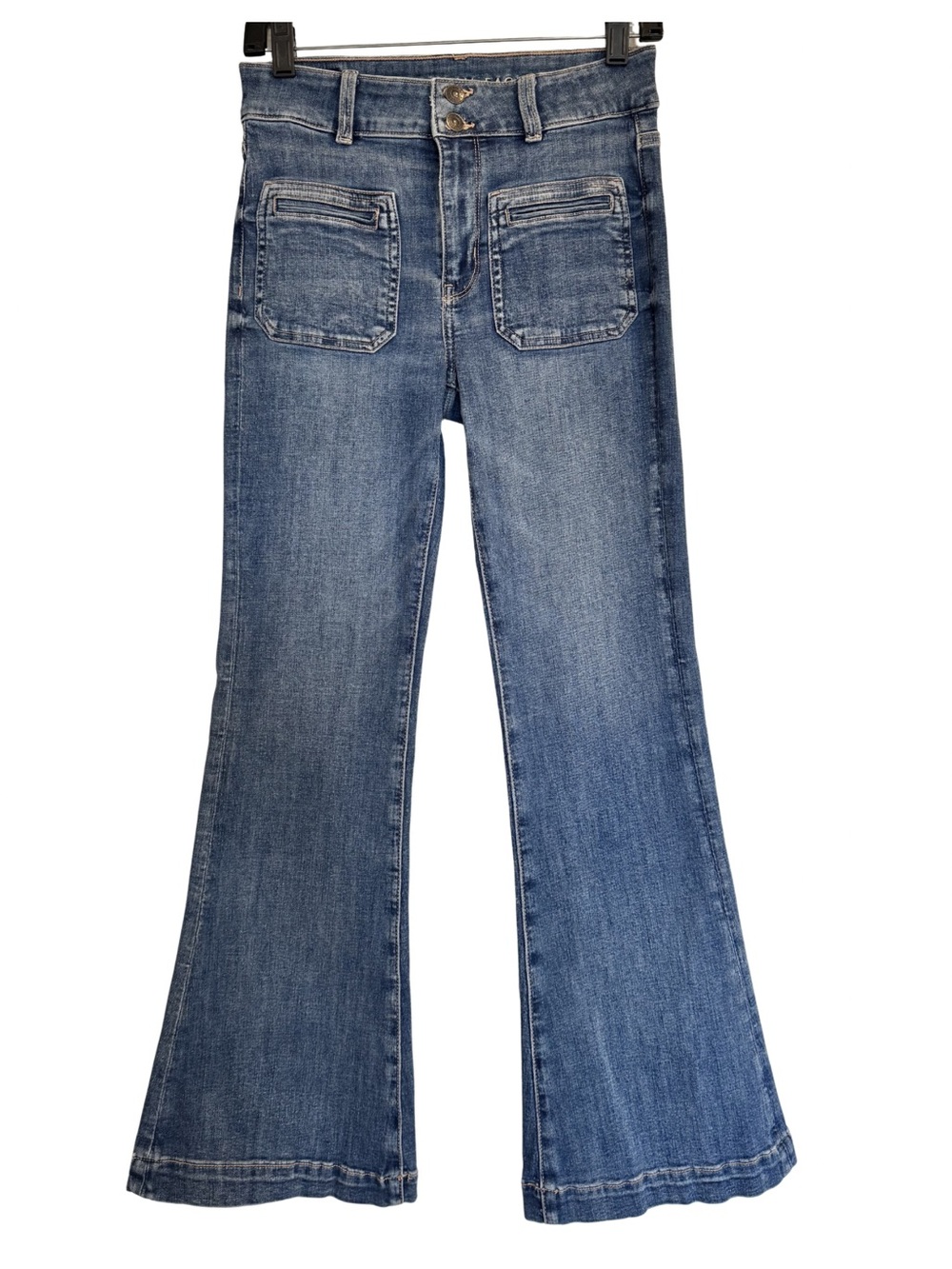 American Eagle Super Hi-Rise Flare Jeans Next Level Stretch Size 2 Regular
